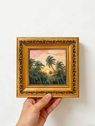 Tropical palm tree - palm, sunset