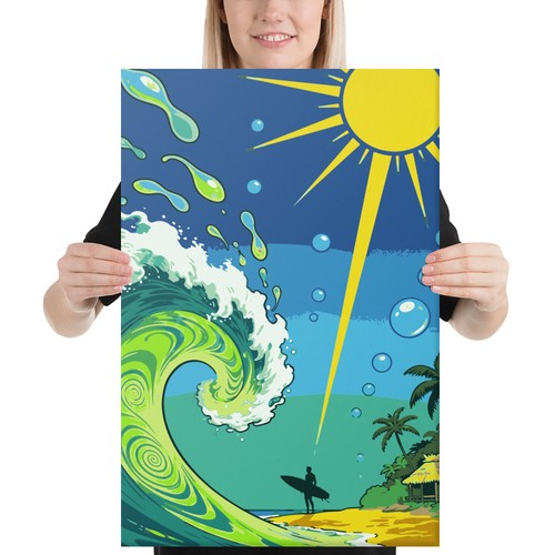16x24 surfer beach - ocean, wave